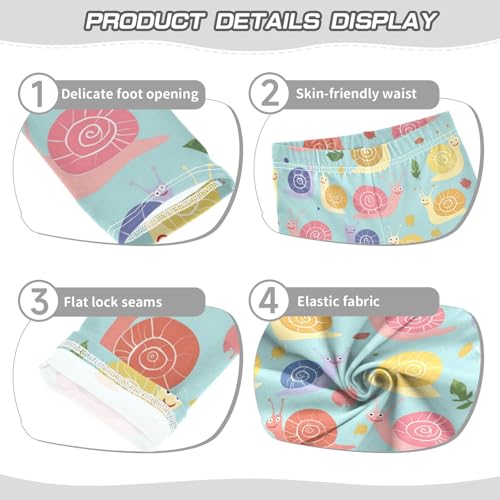 Girls Leggings Snail Kids Ankle Length Leggings Pants Athletic Yoga Pants Cute Colorful Toddler Tights Trousers 4T3