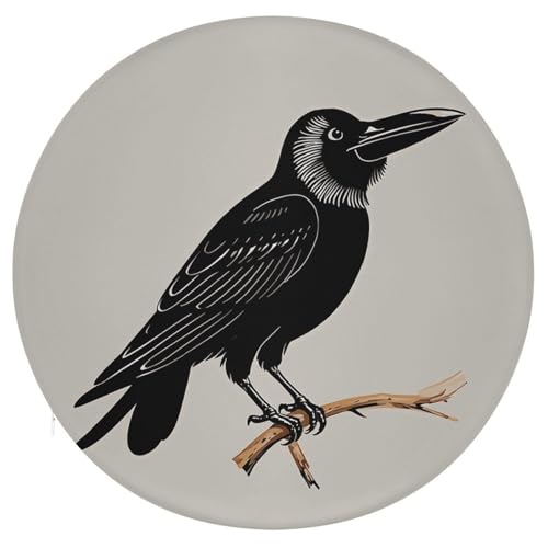 Coussin de sol de méditation en mousse mémoire de forme avec illustration corbeau artistique