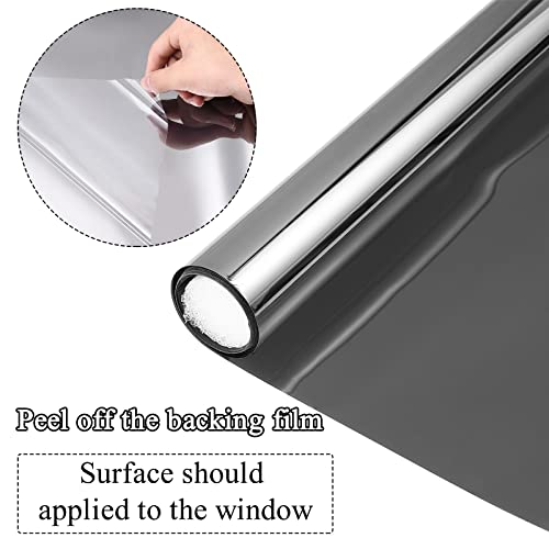 Sun Blocking Privacy Window Film Anti Peeping Anti Uv One Way Reflective Heat Insulation Adhesive Free Static Film For Home Office17.7 Inch*6.5 Feet(45Cm*2M) Silver Black #TOP5