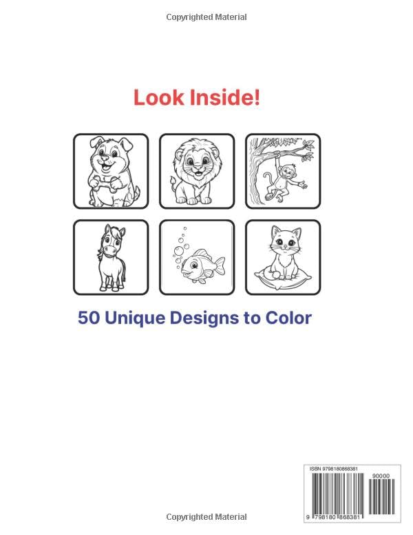Cute Animals Coloring Book for Kids Ages 4-8: 50 Super Cute and Easy Coloring Pages for Boys and Girls | Fun Activity Book for Kids image 3