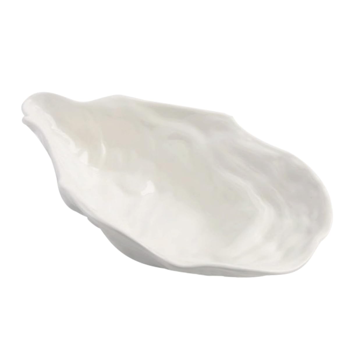 UKCOCO Plato de Cerámica Mejora la Experiencia Gastronómica Blanco Forma de Ostra, Diseño Único E Irregular, Adecuado para Reuniones y Hogares