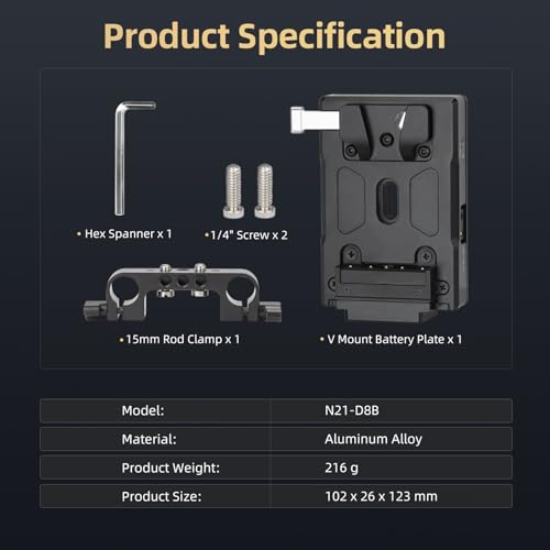 Placa de Batería V Mount para Grabación en Exteriores Nitze N21-D8B con USB-C 6