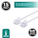 Power Gear Telephone Line Cord, 15 Feet, Phone Cord, Modular Jack Ends, Works for Phone, Modem or Fax Machine, for Use in Home or Office, White, 76192