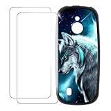 UOGNADGD Compatible with Nokia 3310 4G Case Colorful Custom Cover with 2 Pack Tempered Glass Screen Protectors - Shockproof Scratch-Resistant (Wolf 3)