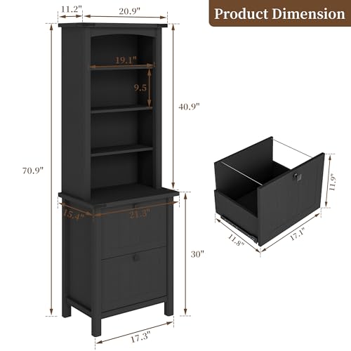 ENOUSHU Bookshelf with File Storage Cabinet Set of 2 BSF052 の商品画像 1