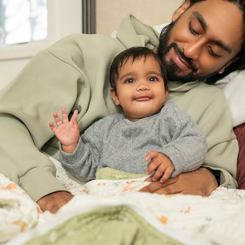 Image of aden + anais Essentials Dream Blanket, Muslin Baby Blankets for Girls & Boys, Ideal Lightweight Newborn Nursery & Crib Blanket, Unisex Toddler & Infant Bedding, Shower & Registry Gift, Sage Woodland