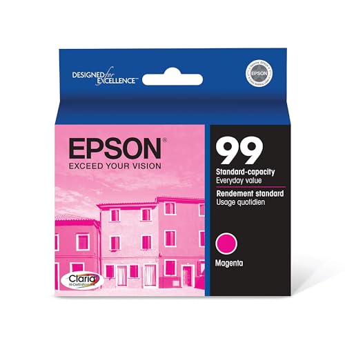 EPSON 99 Claria Hi-Definition Ink Standard Capacity Magenta Cartridge (T099320-S) Works with Artisan-700, 710, 725, 730, 800, 810, 835, 837