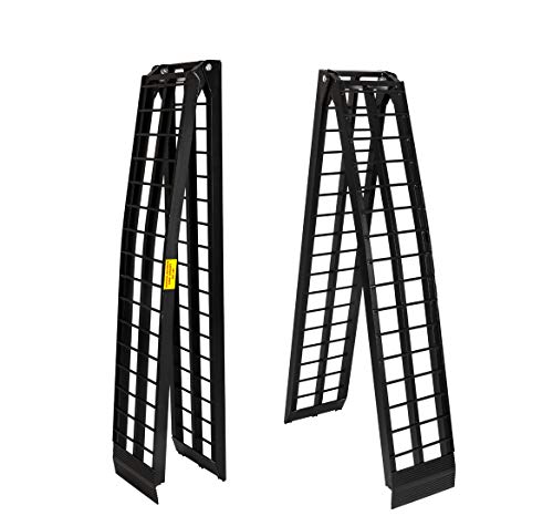 Motorhot 2 Pcs 10 ft Aluminum Folding Loading Ramps Lawnmower ATV Truck Motorcycle