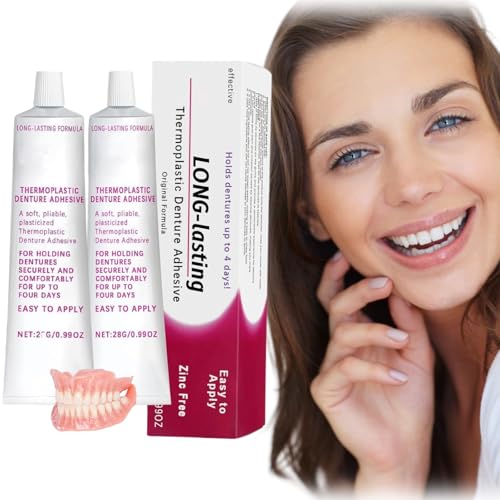 Crema Adhesiva para Dentaduras Postizas, 2 piezas Pegamento Dentadura Postiza,Adhesivo Dentadura Postiza,Adhesivo Termoplástico Para Dentaduras Postizas,Adhesivo De Fijación Para Dentaduras Postizas