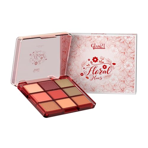 Image of Glam21 Floral Hues 9 In 1 Eyeshadow Palette | Highly Pigmented | Easy To Carry | Super-Blendable | Mix of Matte and Shimmers Smudge-Proof (7.2 gm) | 02- Daisy