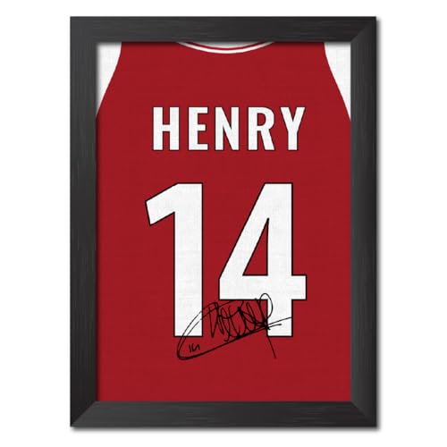 Image of TenorArts Thierry Henry Poster Frame Arsenal Jersey Laminated Photo Print Signature Framed Painting with Matt Finish Black Texture (12 inches x 9inches)