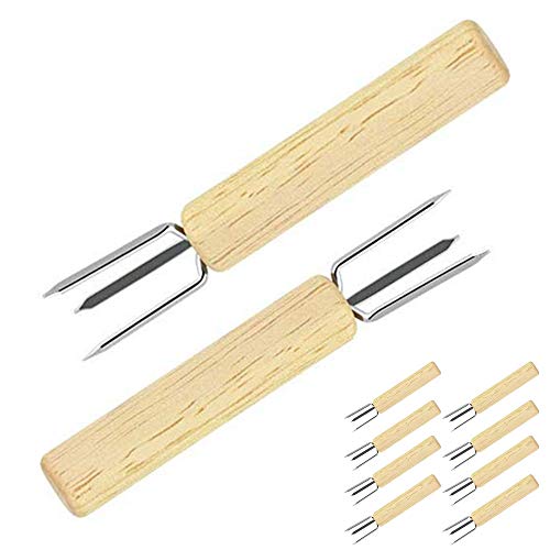 10 Pcs Corn Holders Wooden Handle Corn Fork 304 Stainless Steel Corn on the Cob Skewers Food Prongs Tools for BBQ Party Grill Food Home Cooking