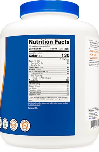 Image of Nutricost Grass-Fed Whey Protein Isolate (Unflavored) 5LBS (Pack of 2)