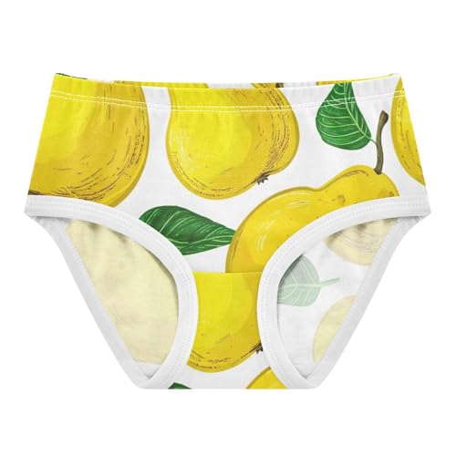 Toddler Underwear Custom 2t Cotton Cute Panties Girl Designer Briefs Kids Undies Yellow Pears Green Leaves White
