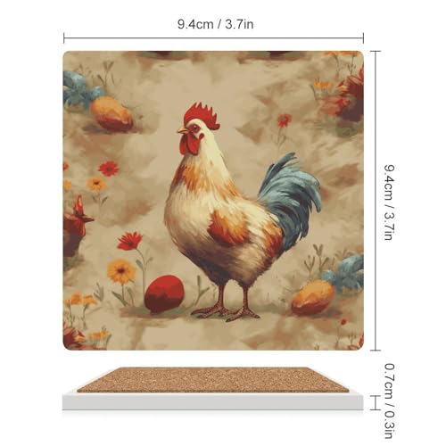Dessous de verre poule pour table basse, set de table réutilisable haut de gamme