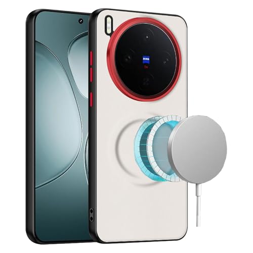 Lzzox for VIVO X300�P�[�X ���C ���C�����X�[�d�Ή� PU���U�[ �ϋv�� �Ռ��h�~ �w��h�~ �\�t�g�G�b�W �n�[�h�o�b�N�J�o�[ (�z���C�g, Vivo X300)