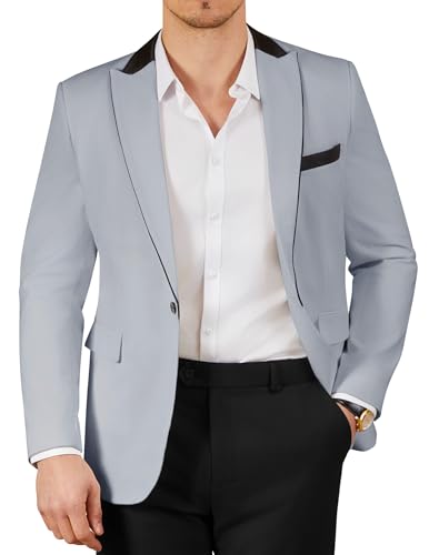WEEN CHARM Men's Lightweight Suit Jacket Slim Fit Blazer for Spring Summer Single Button Wedding Office Sport Coat