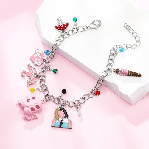 Pink Crying Charm Bracelet Portals Mask Pendant Bracelet Fashion Fans Gift Gothic Music Themed Jewelry for Women2