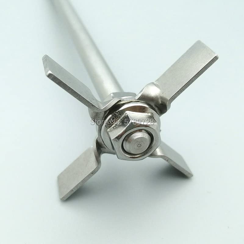 Paleta agitadora, 304 Stainless Steel 4-Blade Overhead Stirring Rod for Laboratory 1set 60/70x8x200-400mm(70x8x400mm)