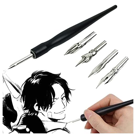 TUKNN Juego de Bolígrafos de Caligrafía, Dibujo Manga Pen, con 1 portaplumas y 5 plumillas, para Principiantes de Cómics