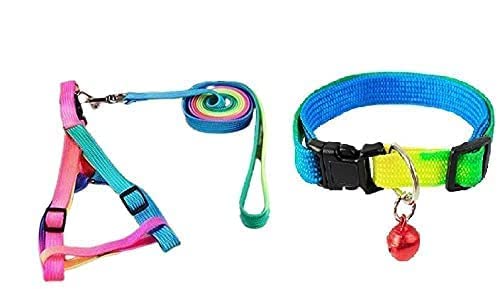PAW PET MART Colorful Adjustable Nylon 15MM Puppy Leash Harness and Rainbow Collar Set Suitable for Small Breed Puppies (Multicolor) (B0BWWHZT55) Amazon Price History, Amazon Price Tracker