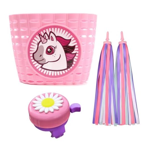 ASPIRER VDecoración de Bicicletas, Cesta Delantera Estilo Unicornio + Linda Campana de Bicicleta + 2 serpentinas de Bicicleta, niñas