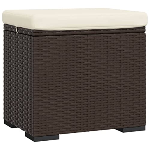 SKM Ottomans with Cushions 2 pcs Brown 40x30x40 cm Poly Rattan (Weight-10KG)