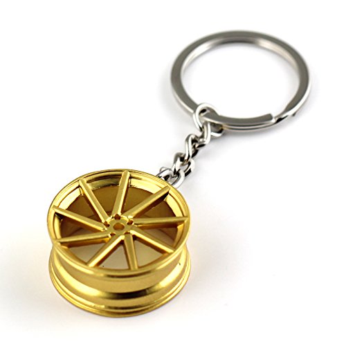 Image of maycom Creative Hot Auto Part Model Wheel Rim Tyre Keychain Keyring Key Chain Ring Keyfob (Golden)