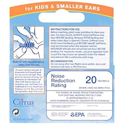 EarPlanes Ear Plugs Kid's Small Size 1 Pair (Pack of 7)