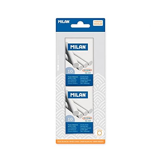 Blister 2 cajas 10 tizas blancas redondas MILAN