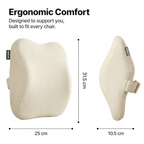 Image of Relaxer Office Chair Neck Rest | Ergonomic Cervical Neck Support Cushion for Office, Gaming & Study Chair | Relieves Neck Pain, Shoulder Tension & Desk Fatigue | Adjustable Strap (Beige)