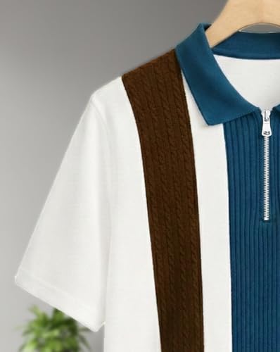 Image of AUSK Men's Premium Polo Tshirt | Cotton Rich Fabric | Zip Collar Tshirts | Half Sleeves | Engineered Knit Design | Regular Fit