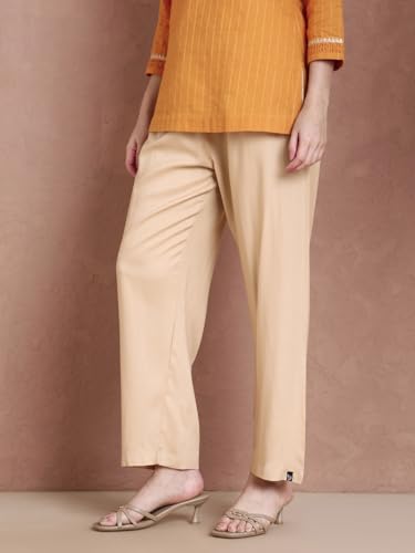 Image of TWIN BIRDS Women Viscose Kurti Pants | Straight Fit Ethnic Daily Trousers