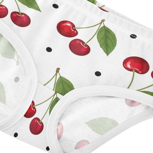 Cotton Girls Underwear Toddler Cherries Leaves Black Dots White Panties for Girl Flower Briefs Underpants 2t4