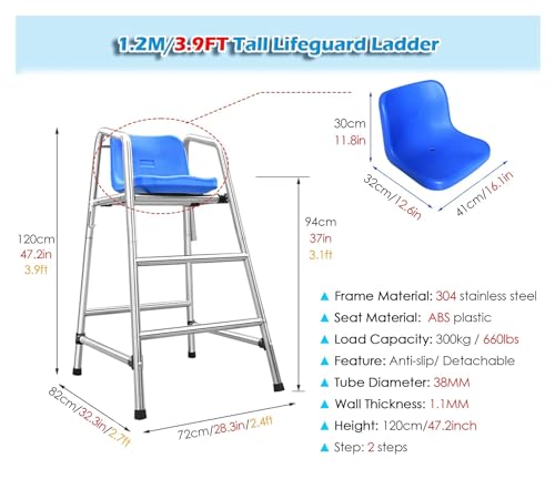Chaise de sauveteur de piscine plateforme d observation acier inoxydable securite exterieur - 2