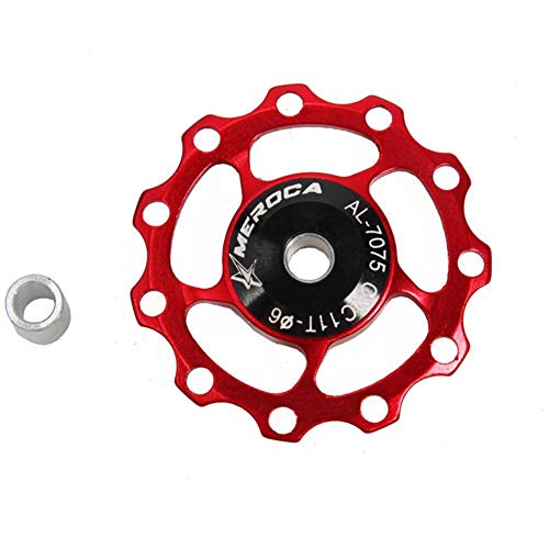 WEIYKUN 11T 13T Galet Dérailleur vélo Roulement poulie for VTT de Montagne Vélo de Route en Alliage d'aluminium Guide de roulement en métal (Color : 11T Red)