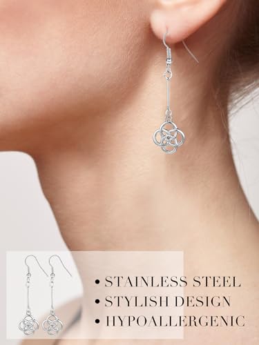 7 Pairs Celtic Knot Earrings Boho Fashion Drop Dangle Earrings for Women Knot Silver Teardrop Hoop Vintage Statement Jewelry (Retro)3