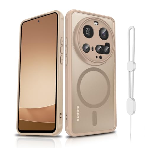 Dizn Hülle für Xiaomi 15 Ultra Kameraschutz Kompatibel mit MagSafe Kabellosem Laden mit Handyband Matt Transluzent Militärische Stoßfest Outdoor Cover für Xiaomi 15Ultra Beige