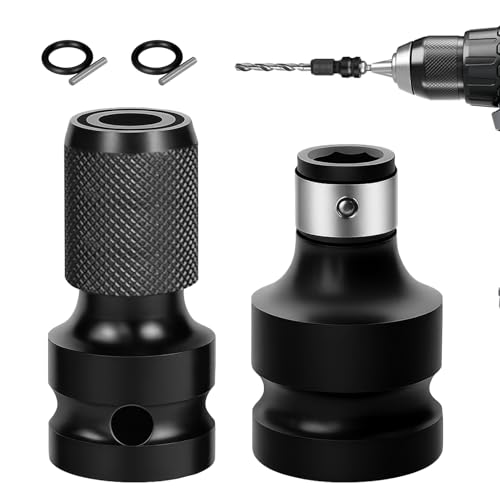 BOULESENM 2 PCS Adaptadores Puntas Llaves Impacto,Brocas Llaves Impactos,Adaptador Vaso Para Puntas de 1/2 a 1/4 Pulgadas,Adaptador Dados,Accesorios Precisión Para Trinquetes, Destornilladores Más