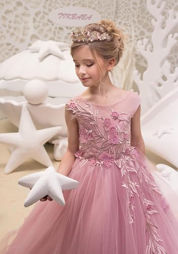 Flower Girl Dress Lace Appliques - First Communion Dress for Girl Tulle Girls Ball Gown4