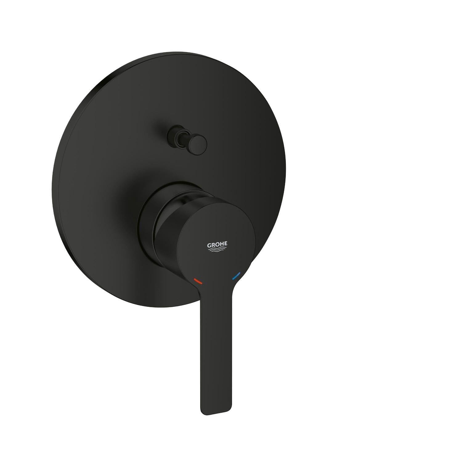 GROHE Lineare Set Finitura Miscelatore Doccia/Vasca Incasso Monocomando con Deviatore Automatico 2 Vie (Leva Metallica, Cartuccia Ceramica 46 mm, Senza Box da Incasso), Nero Opaco