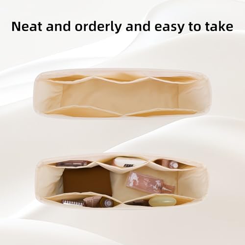 Image of DGAZ Purse Organizer Insert Fits Neverfullbag BB /PM /MM /GM,Silk Bag Organizer,Luxury Handbag & Tote Shaper(Craie,BB)