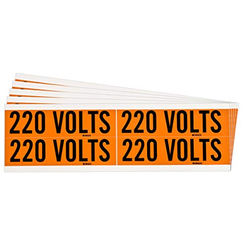 220 Volts Conduit and Voltage Labels 1.125In H X 4.125In W Black On Orange 5/Pk