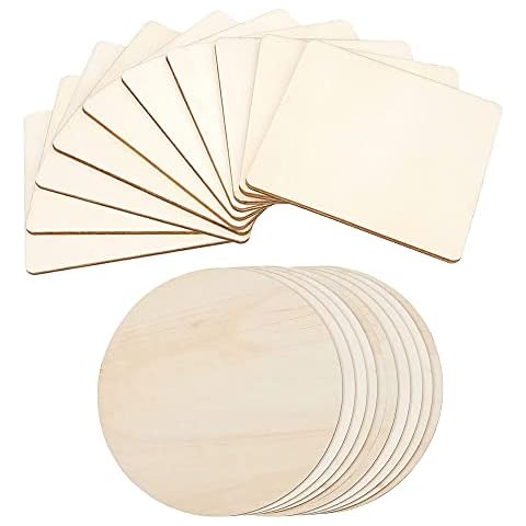 20 Pieces Unfinished Blank Wood, Crafts Wood Slices, Blank Wood, Natural Pieces Wooden Discs, for DIY Arts Craft Project, Pyrography Art, Laser Engraving Carving, Painting,Wood Burning, Coasters Cover