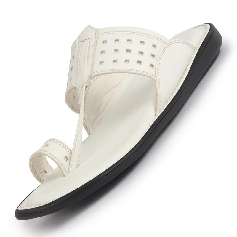 Image of FAUSTO Men Casual Outfit Kolhapuri Toe Ring Strap Ortho Slippers | Memory Cushioned Footbed | Ultra Lightweight and Comfort Slip On Slipper