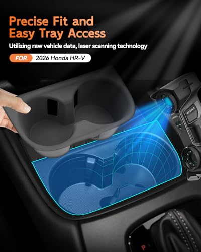 Image of CDEFG for 2023-2025 2026 Honda HR-V HRV Center Console Cup Holder Organizer Insert TPE Accessories