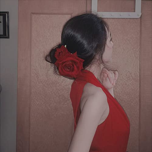 flower hair combs rose flower bohemia hairpin bride costume hair decor for party wedding red1pc