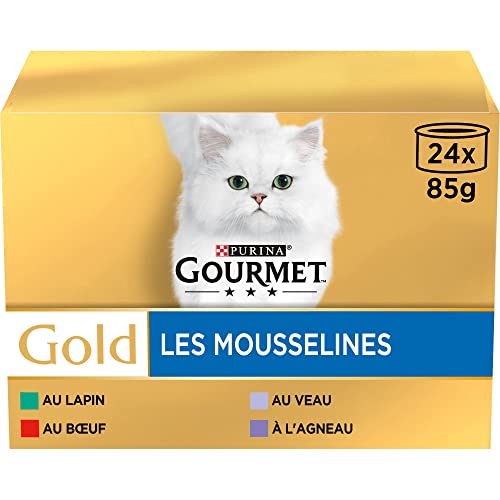 GOURMET | GOLD | Chat | Les Mousselines | Aliment Complet pour Chat Adulte | Lapin, Bœuf, Veau,...