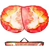 Baisdan Banderas de adoración de fuego de paloma de 54 x 54 pulgadas para iglesia de baile, banderas de adoración para bailar con varillas flexibles y bolsa de almacenamiento, blanco, naranja y negro