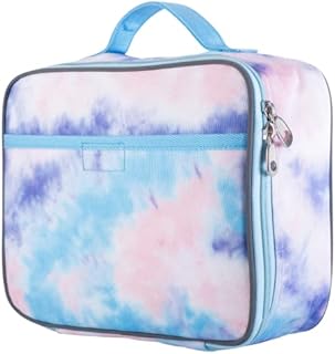 Girls Lunch Box for Kids, Teens by Fenrici, Perfect for Primary, Secondary School Students, Soft Sided Compartments, Spacious, Insulated, Food Safe, 27cm x 23cm x 10cm, Pastel Pink Tie Dye